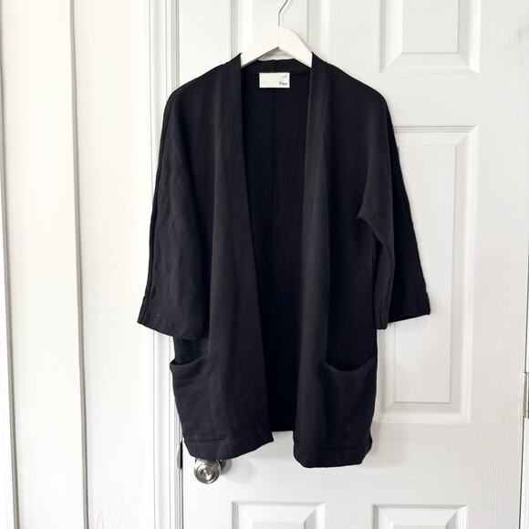 Wilfred Free Aritzia Black Zlata Open Relaxed Cardigan Sweater Blazer Kimono XS - Picture 2 of 10
